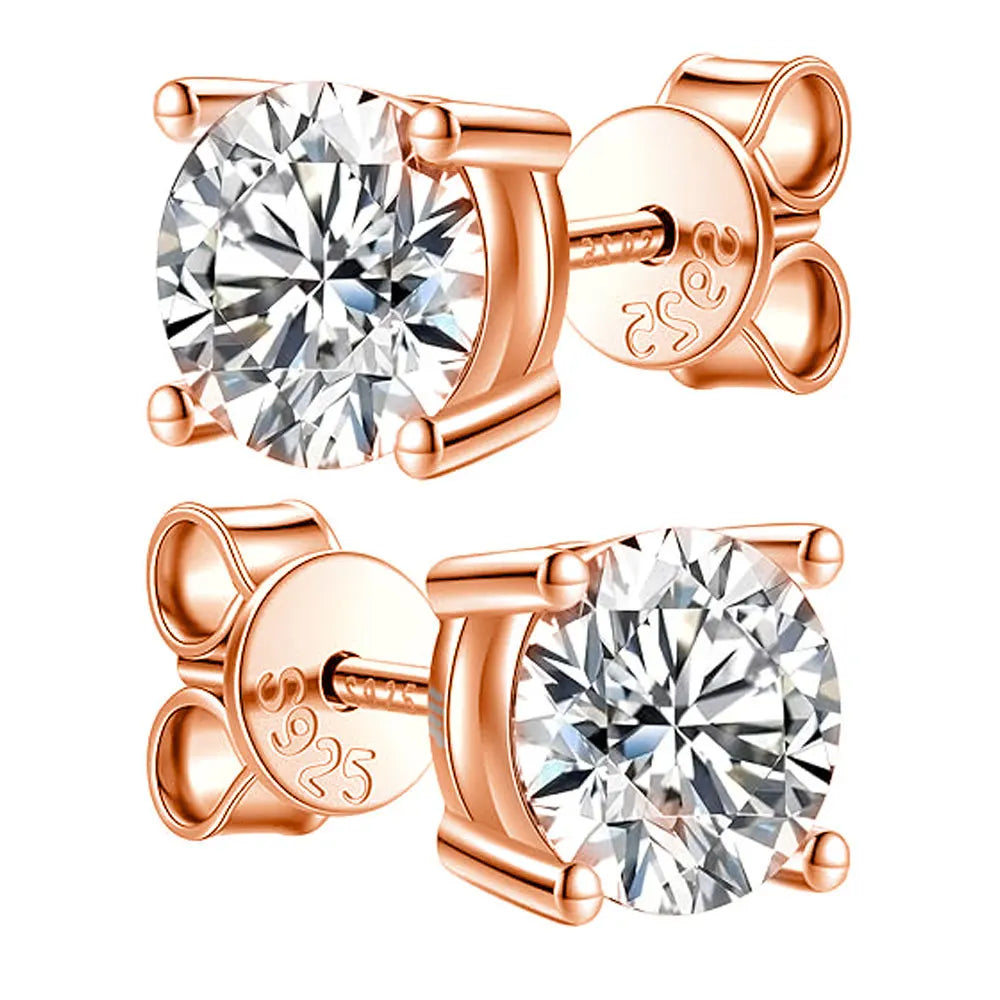 2.0Ct Moissanite Stud Earrings – Sterling Silver, Lab Grown Diamond