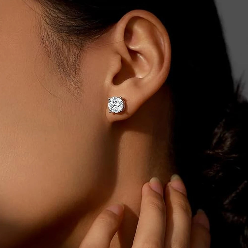 2.0Ct Moissanite Stud Earrings – Sterling Silver, Lab Grown Diamond