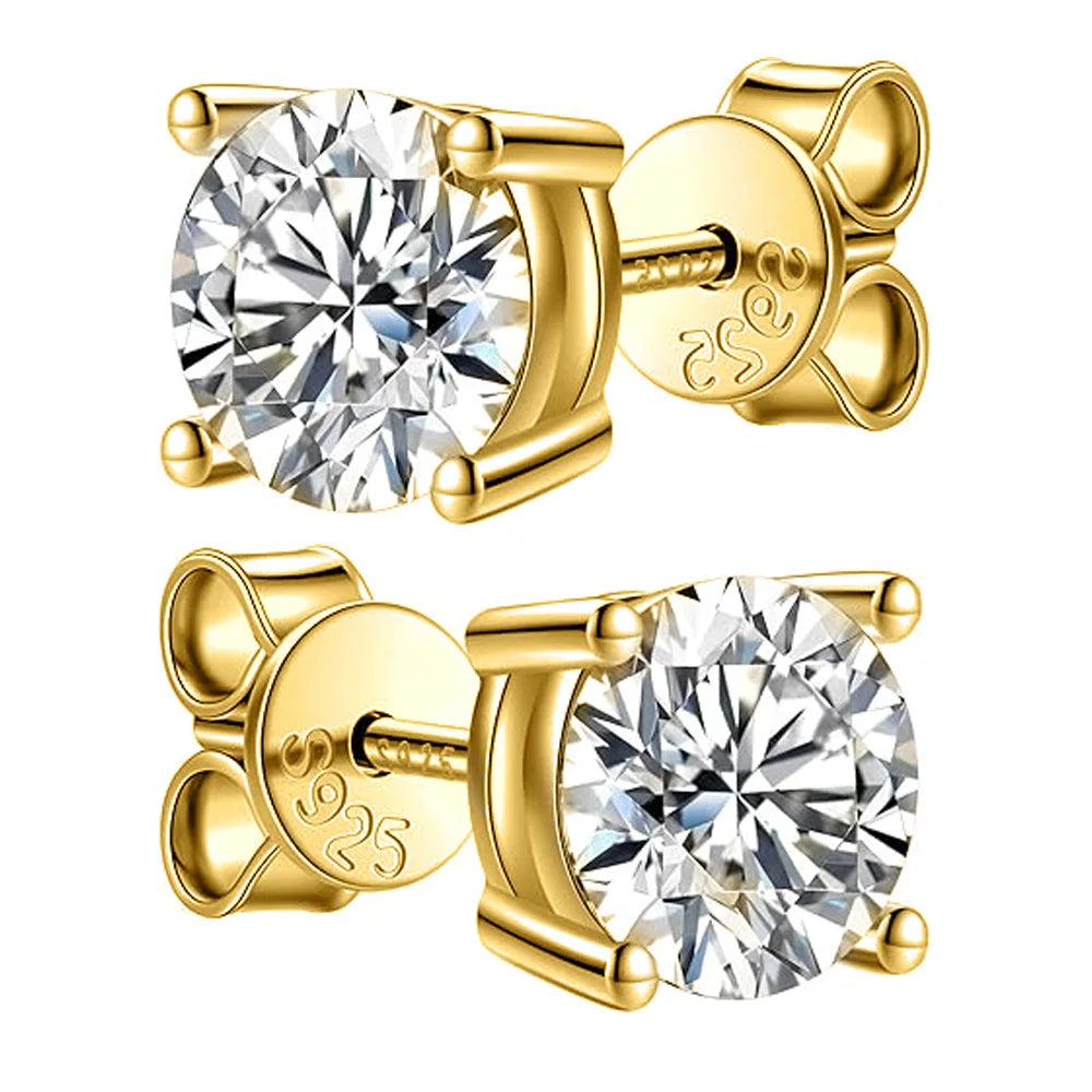 2.0Ct Moissanite Stud Earrings – Sterling Silver, Lab Grown Diamond