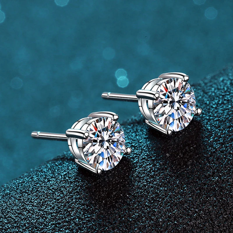 2.0Ct Moissanite Stud Earrings – Sterling Silver, Lab Grown Diamond