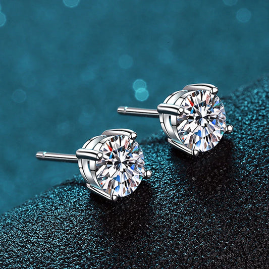 2.0Ct Moissanite Stud Earrings – Sterling Silver, Lab Grown Diamond