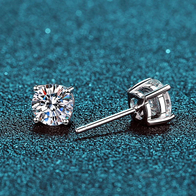 2.0Ct Moissanite Stud Earrings – Sterling Silver, Lab Grown Diamond